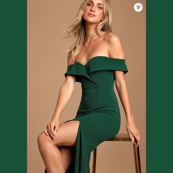 LULU’S Forest Green Maxi Dress Gown Size: S - Picture 5 of 14